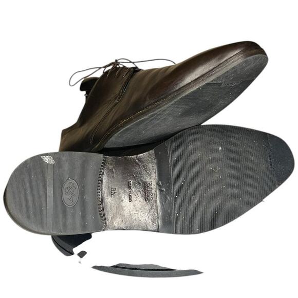 Boss Hugo Boss Italian Leather Derby Dress Shoes Size 8.5 Dark Brown - Picture 5 of 6